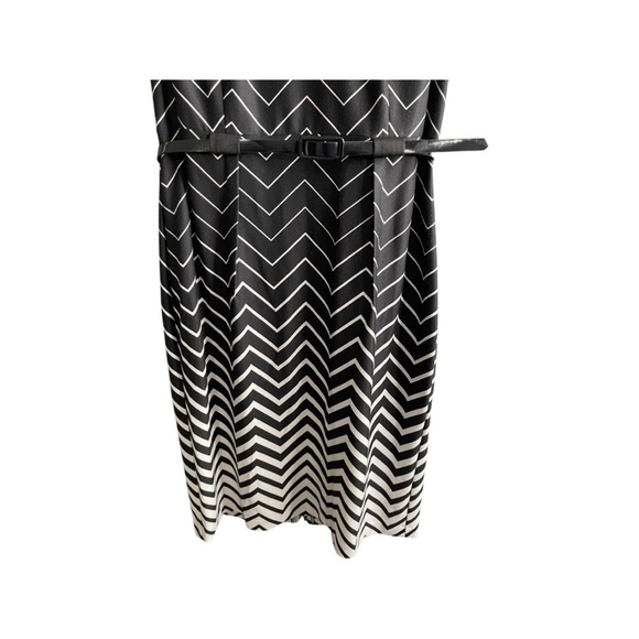 Connected Apparel size 14 chevron print with cap sleeves in black/white dress - Picture 4 of 8